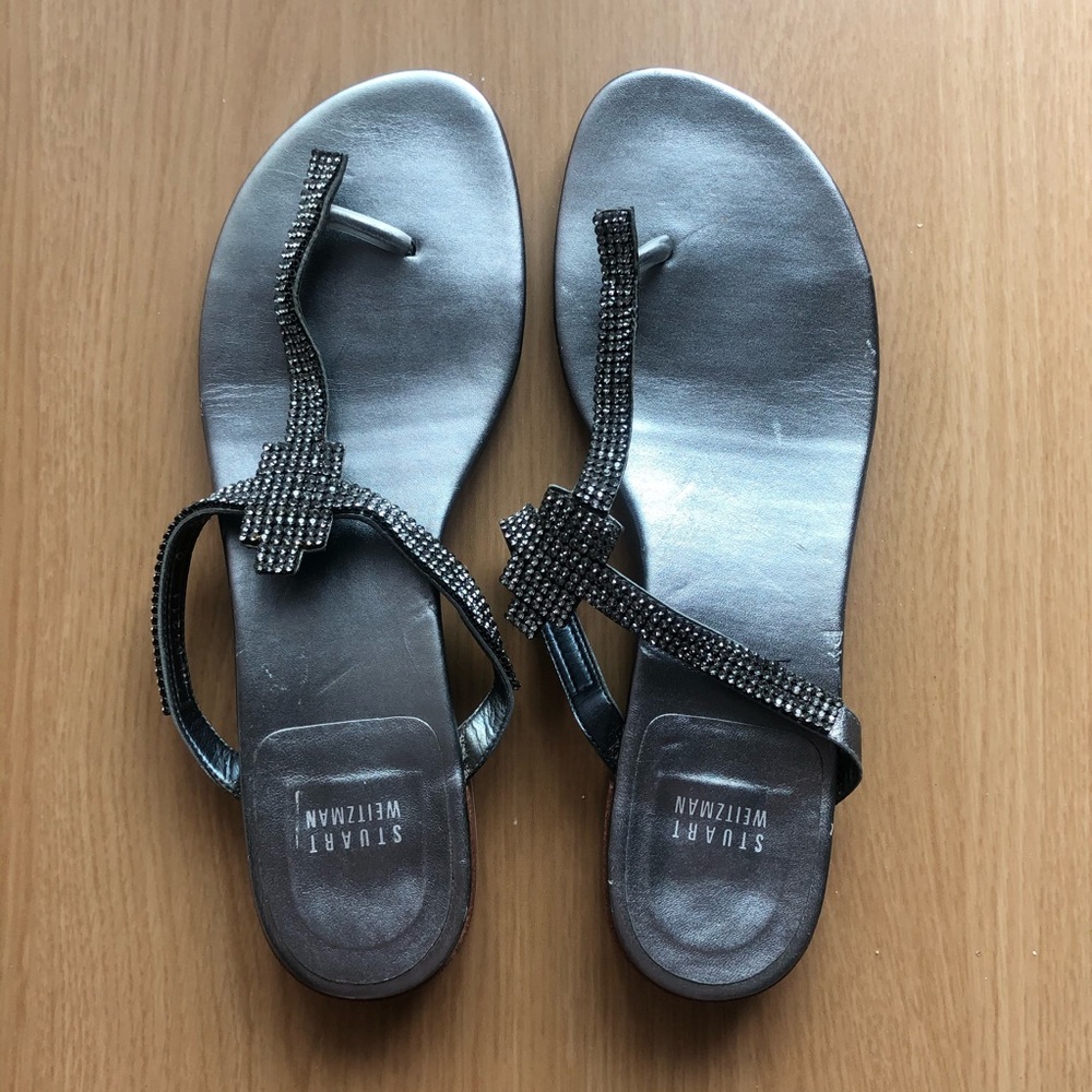 Stuart Weitzman Grey Silver Rhinestone Sandals